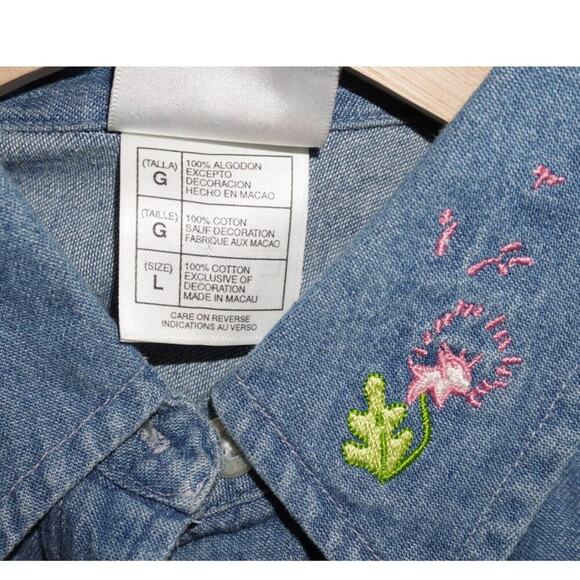 Vintage Disney Store Denim Shirt Eeyore Piglet Embroidered Sleeveless Large - Picture 5 of 6